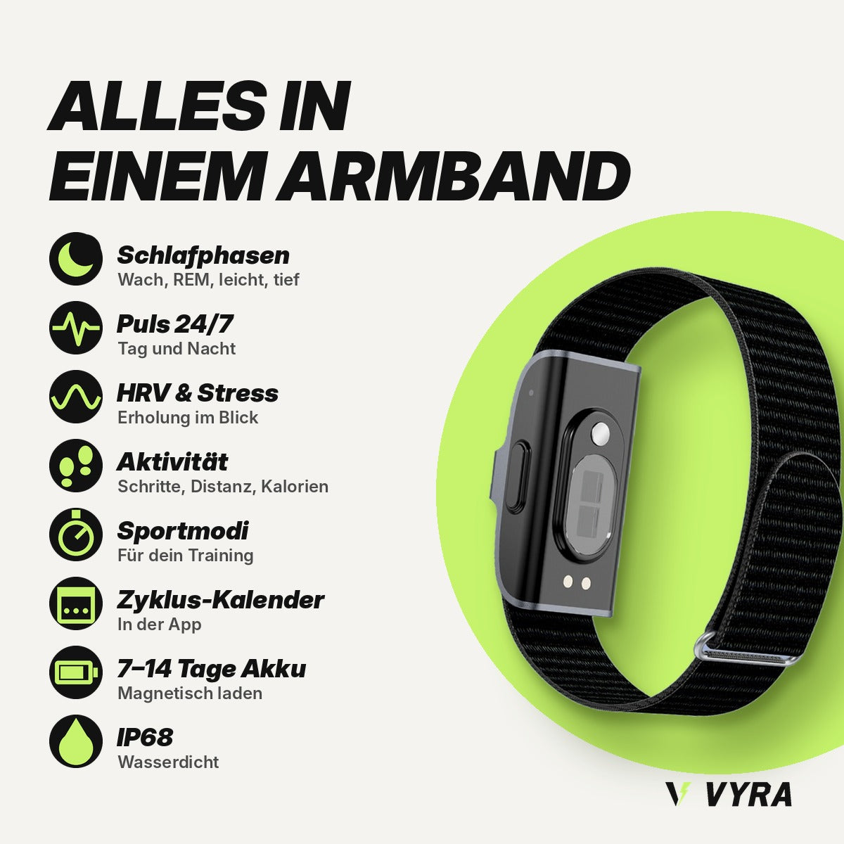 Smart Fitness-Armband ohne Display – Schlaf, Schritte & Puls
